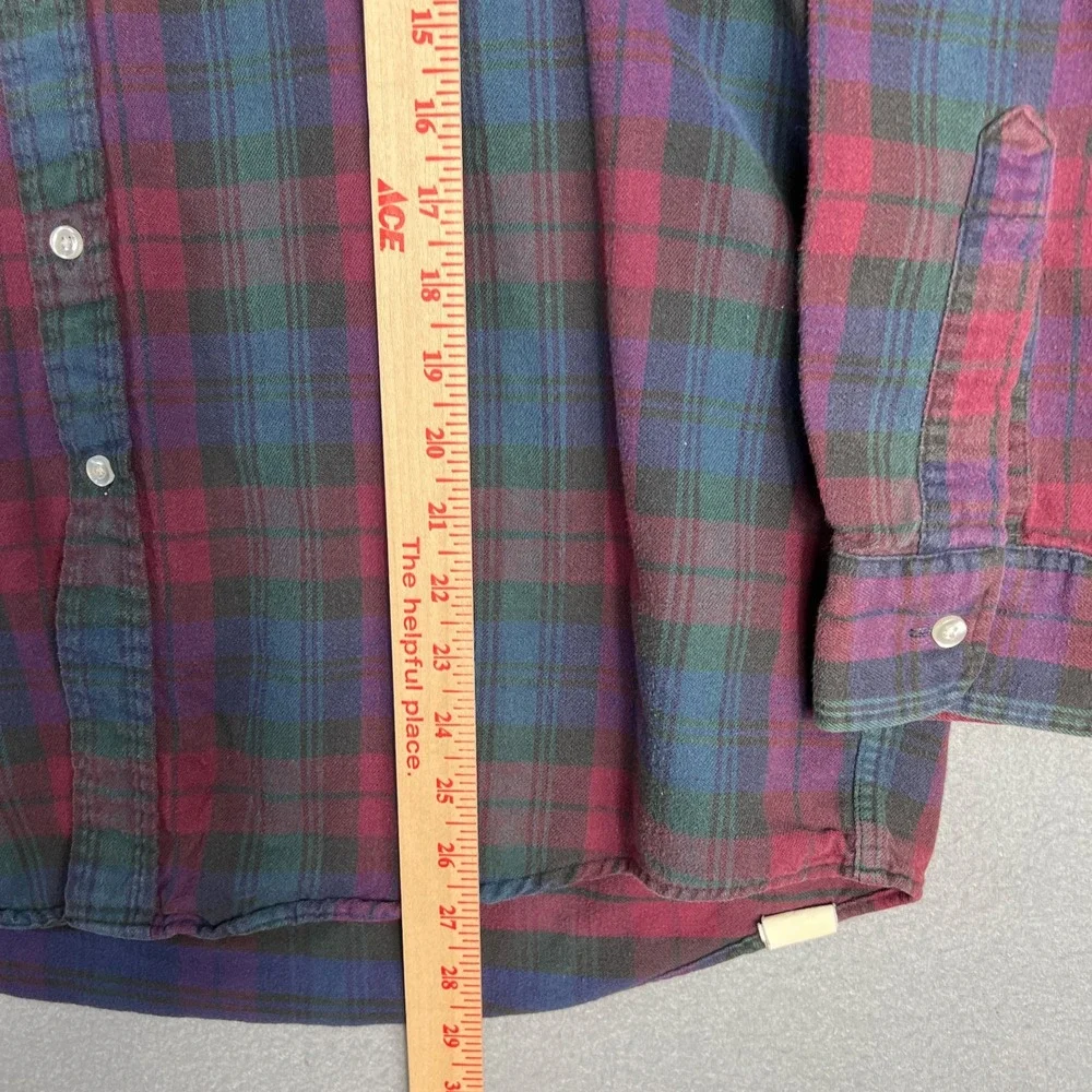 VTG LL Bean Northwoods Flannel Shirt Mens L Red Tartan Plaid Cotton 1990s USA‎